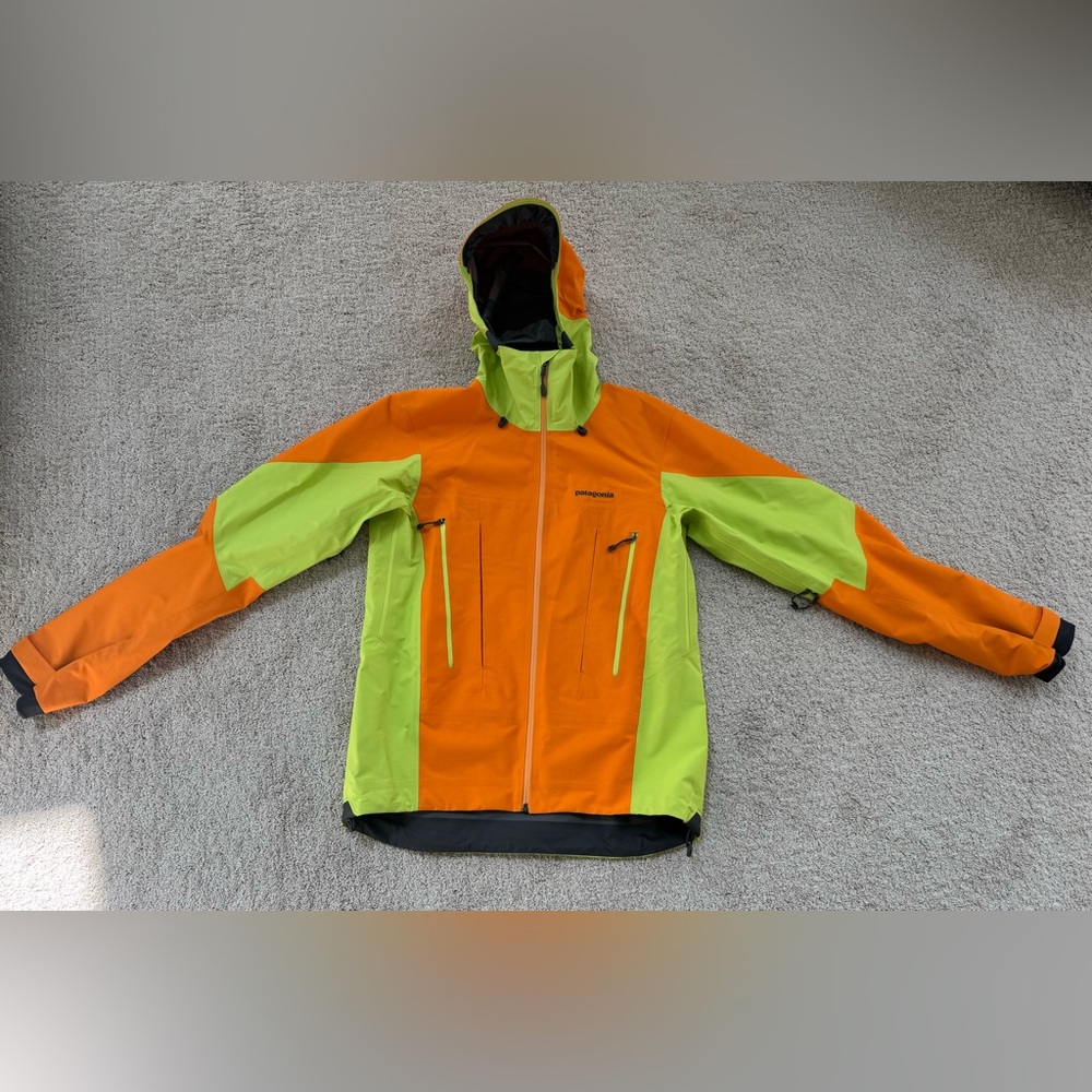 Patagonia Gore-Tex Pro Bright Orange and Lime Shell Jacket